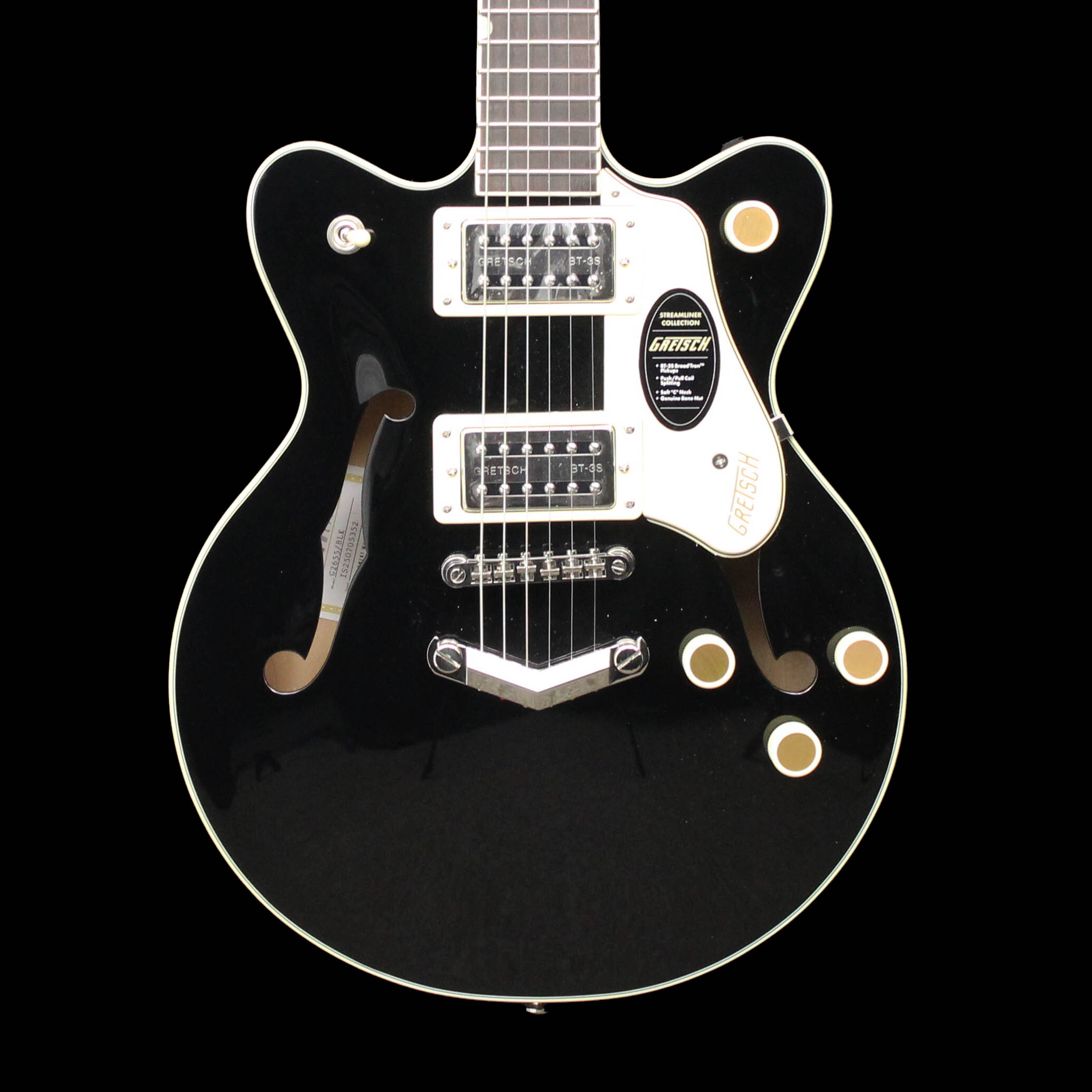 Gretsch G2655 Streamliner Center Block Jr, V-Stoptail, Laurel Fingerboard, Broad'Tron BT-2S Pickups, Black