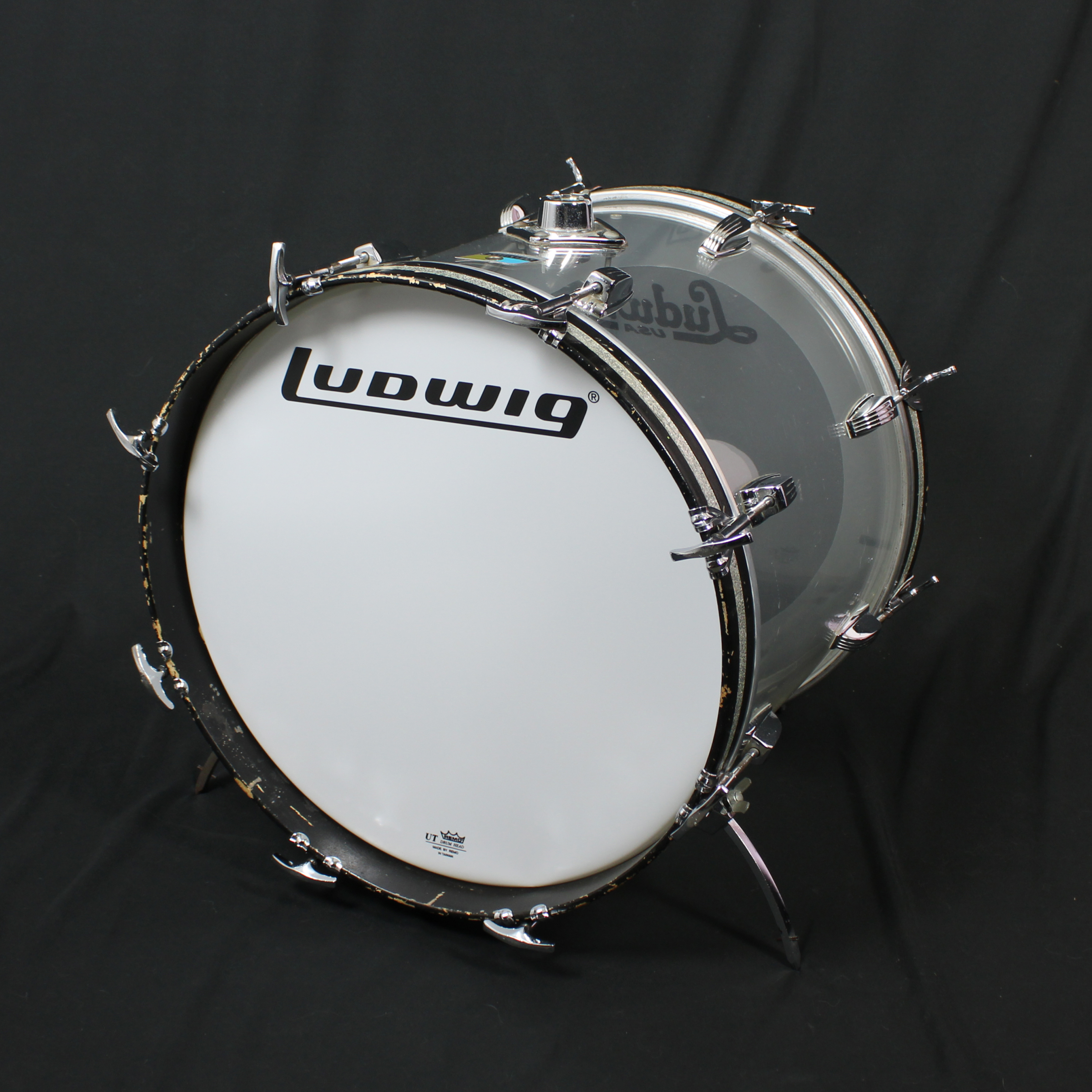 Ludwig Jazzette 18 Vistalite Clear Bass Drum (Floor Tom Conversion), Crack in shell (1978-79)