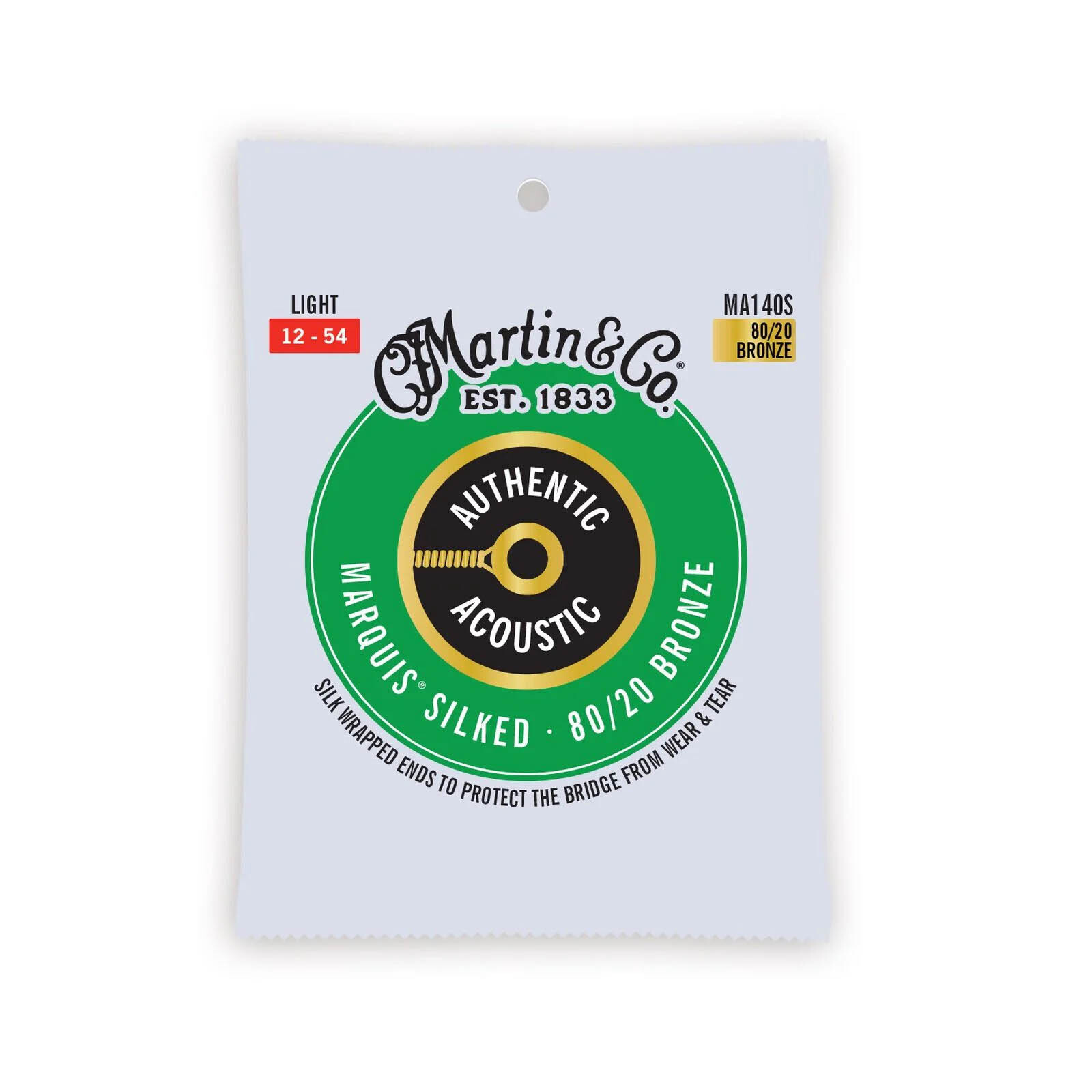 Martin MA140S 12-54 Marquis 80/20 Bronze Light Authentic Acoustic Silked Guitar Strings