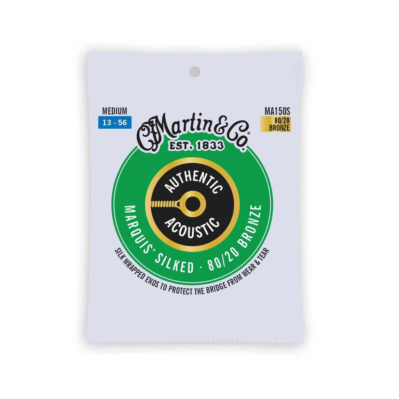 Martin MA150S 13-56 Marquis 80/20 Bronze Medium Authentic Acoustic Silked Guitar Strings