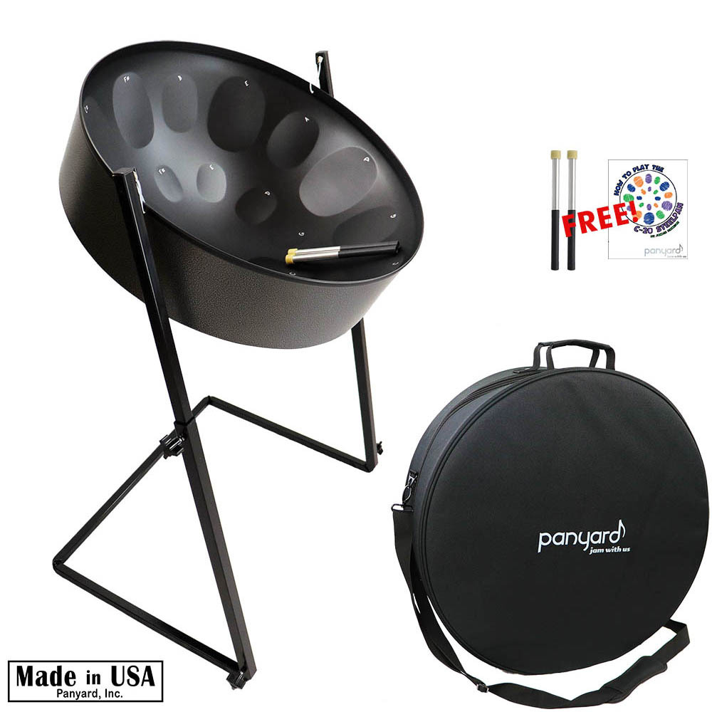 Panyard C-20 Lead Steel Pan - Caribbean Night - PLUS PACKAGE - Pan + Stand + Case  + FREE Mallets + FREE How to Play Book
