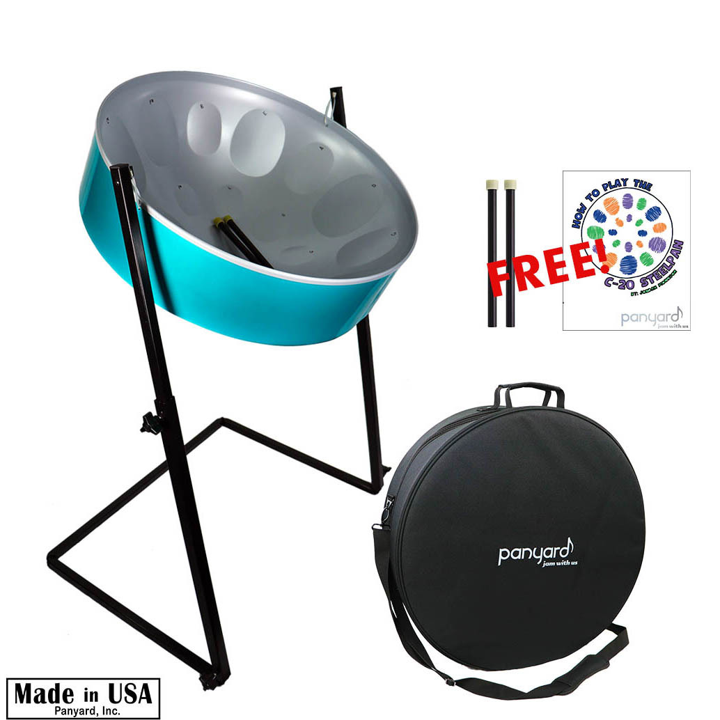 Panyard C-20 Lead Steel Pan - Ocean Wave - PLUS PACKAGE - Pan + Stand + Case + FREE Mallets + FREE How to Play Book