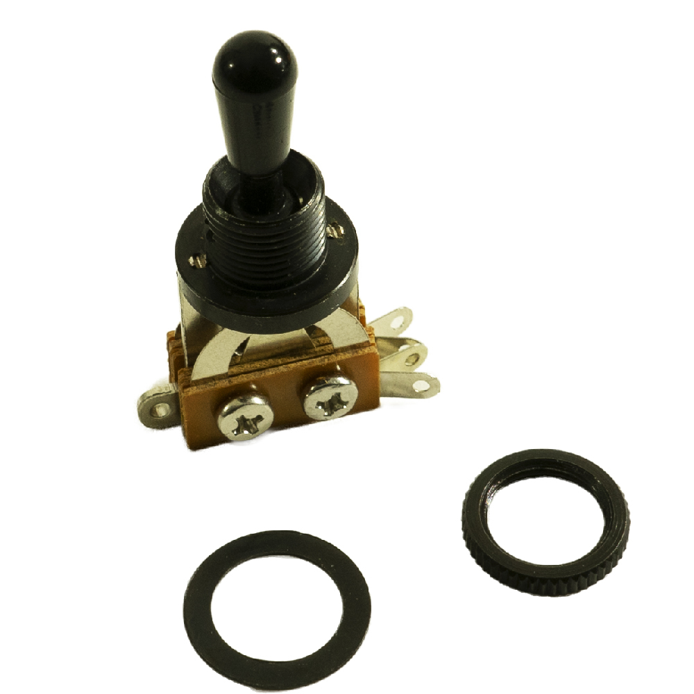 WD 3 Position Toggle Switch For Les Paul Style Guitars, Black with Black Plastic Tip