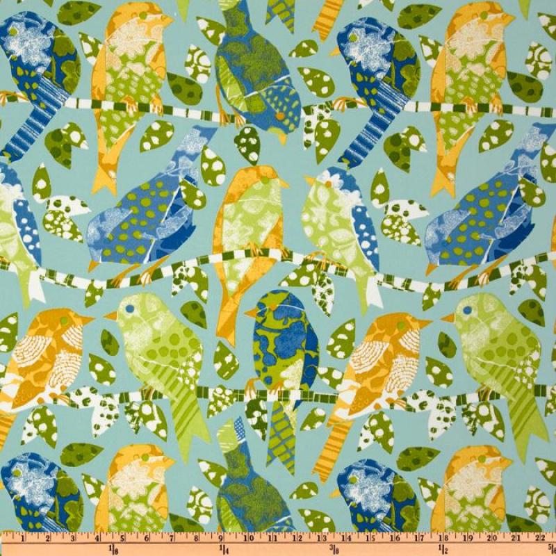 Boho Chic Bird Collage Retro Whimsy Print Indoor and OUTDOOR Sun Safe