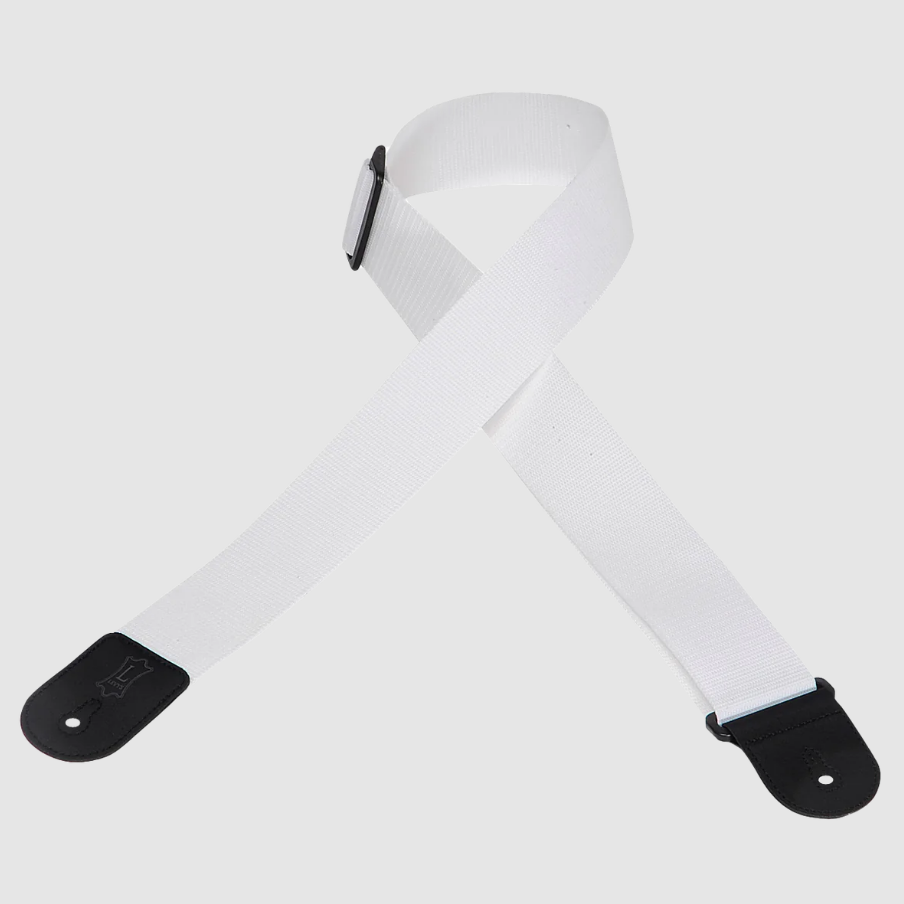 Levy's Single Tone Solid Colored Poly Seies Guitar Strap, White