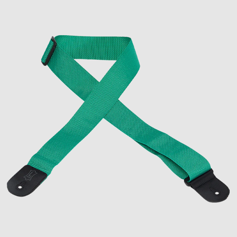 Levy's Single Tone Solid Colored Poly Series Guitar Strap, Green