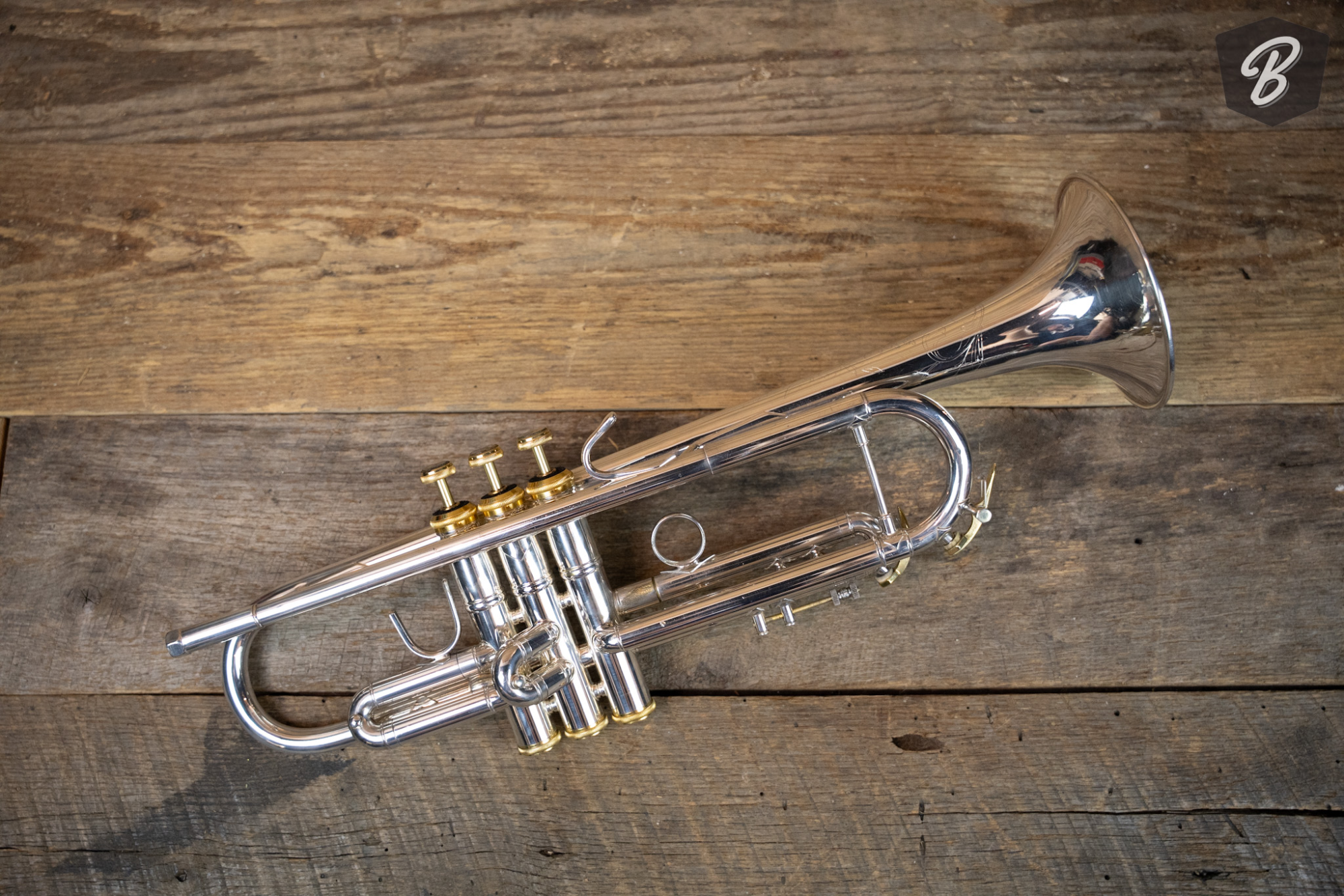 Bach Soloist Stradivarius Trumpet in Silver/ Gold Trip w/Case - 838336