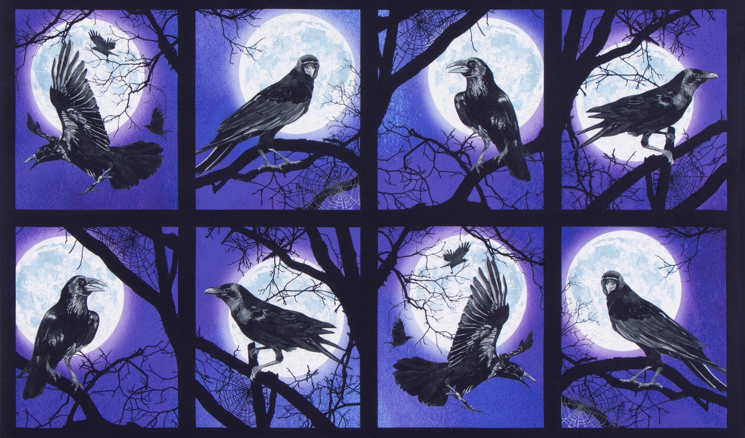 Robert Kaufman Raven Moon by Lynnea Washburn AWHD 18484 282 Raven 24/" Panel