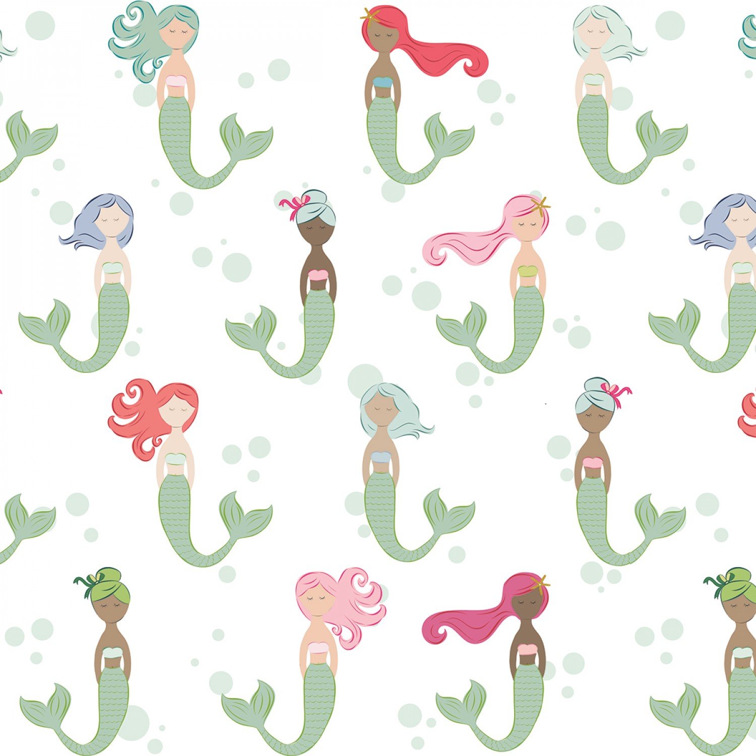Riley Blake Let/'s Be Mermaids by Melissa Mortenson SC7610 White Mermaids Cotton