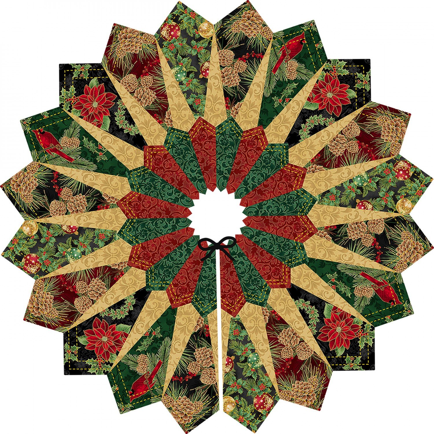 Hoffman Quilt Kits QFDTS 4 Black Dresden Tree Skirt KIT 46.00/per kit