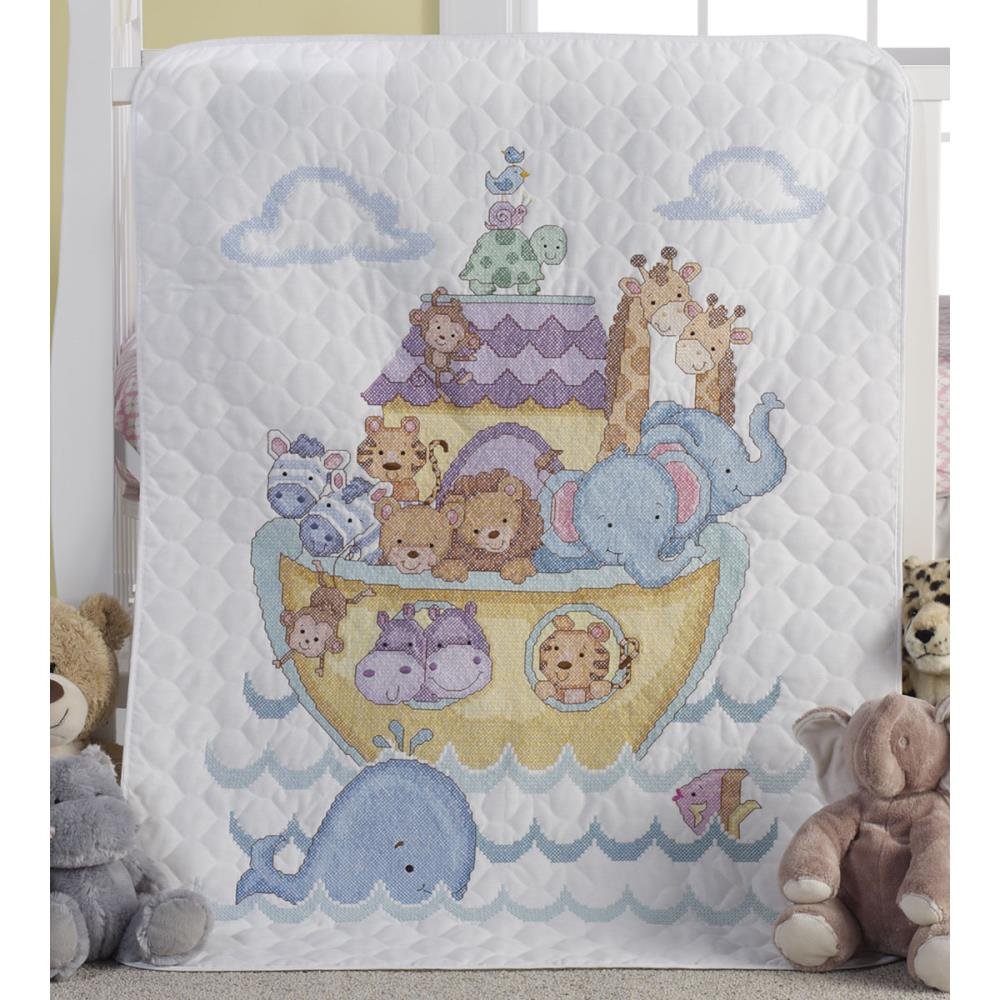 Needlework Stamped Kits Bucilla Stamped Cross Stitch Crib Cover Kit 34