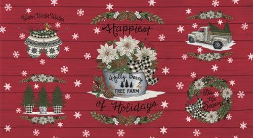 Holly Berry Tree Farm Panel Red 