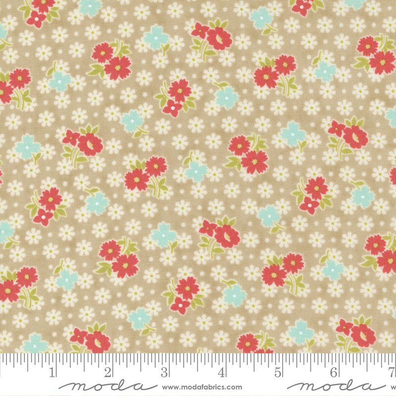 Stitched Blossoms Tan 