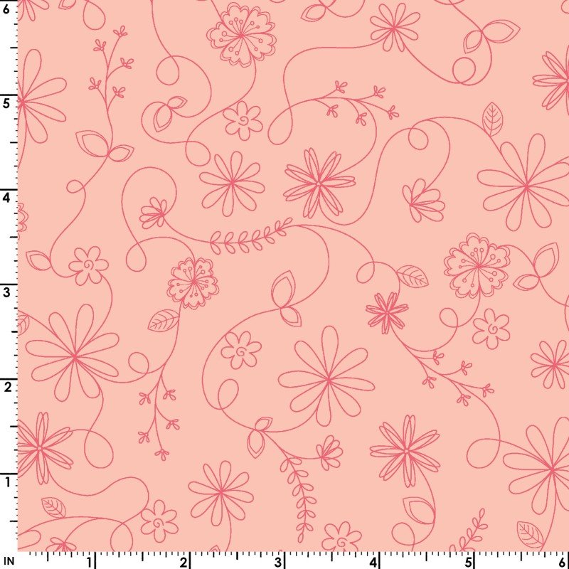Vintage Flora Swirl Floral Pink 
