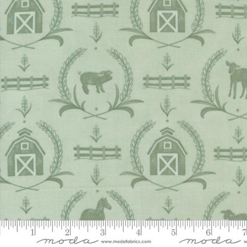 Willows Farm Yard Damask Light Green 
