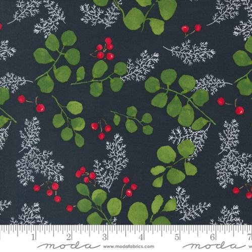 Winterly Christmas Greenery and Berries Black 