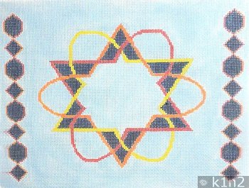Tefillin GEO-2040 Aqua Needlepoint Handpainted Geometric Canvas Tallit Bag Set
