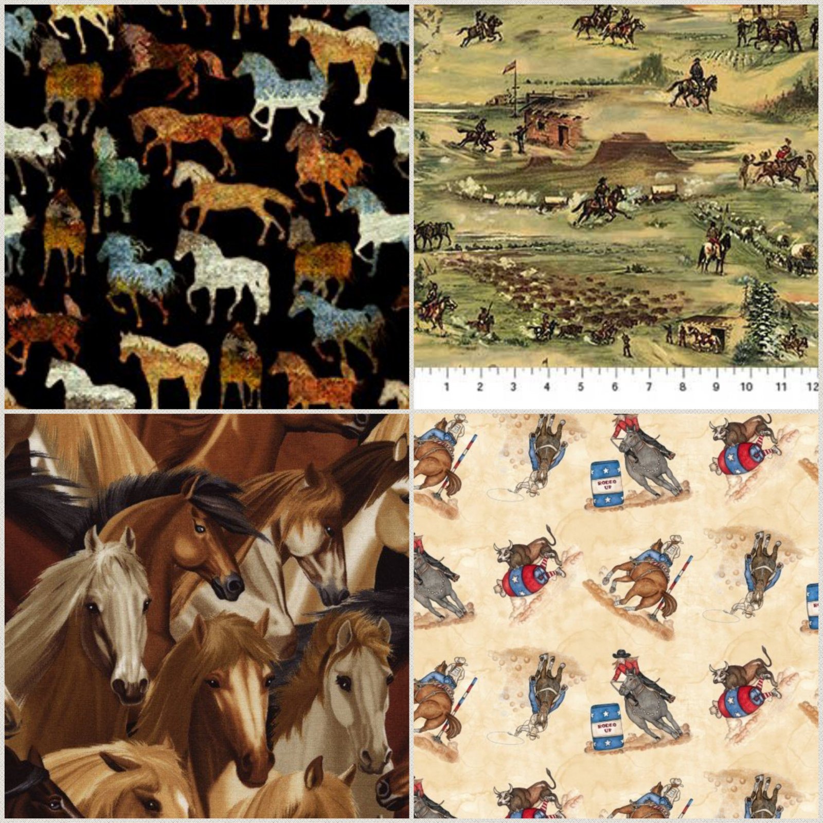 Cotton Quilt Fabric Riley Blake Cowboy Main Brown Horses Western Blue -  AUNTIE CHRIS QUILT FABRIC. COM