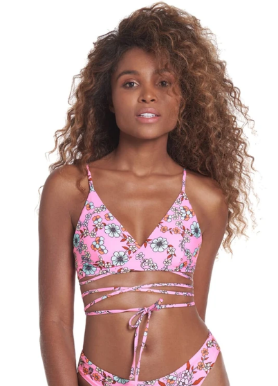 Maaji Women's Shining Dahlia Helen Lace Up Bikini Top 