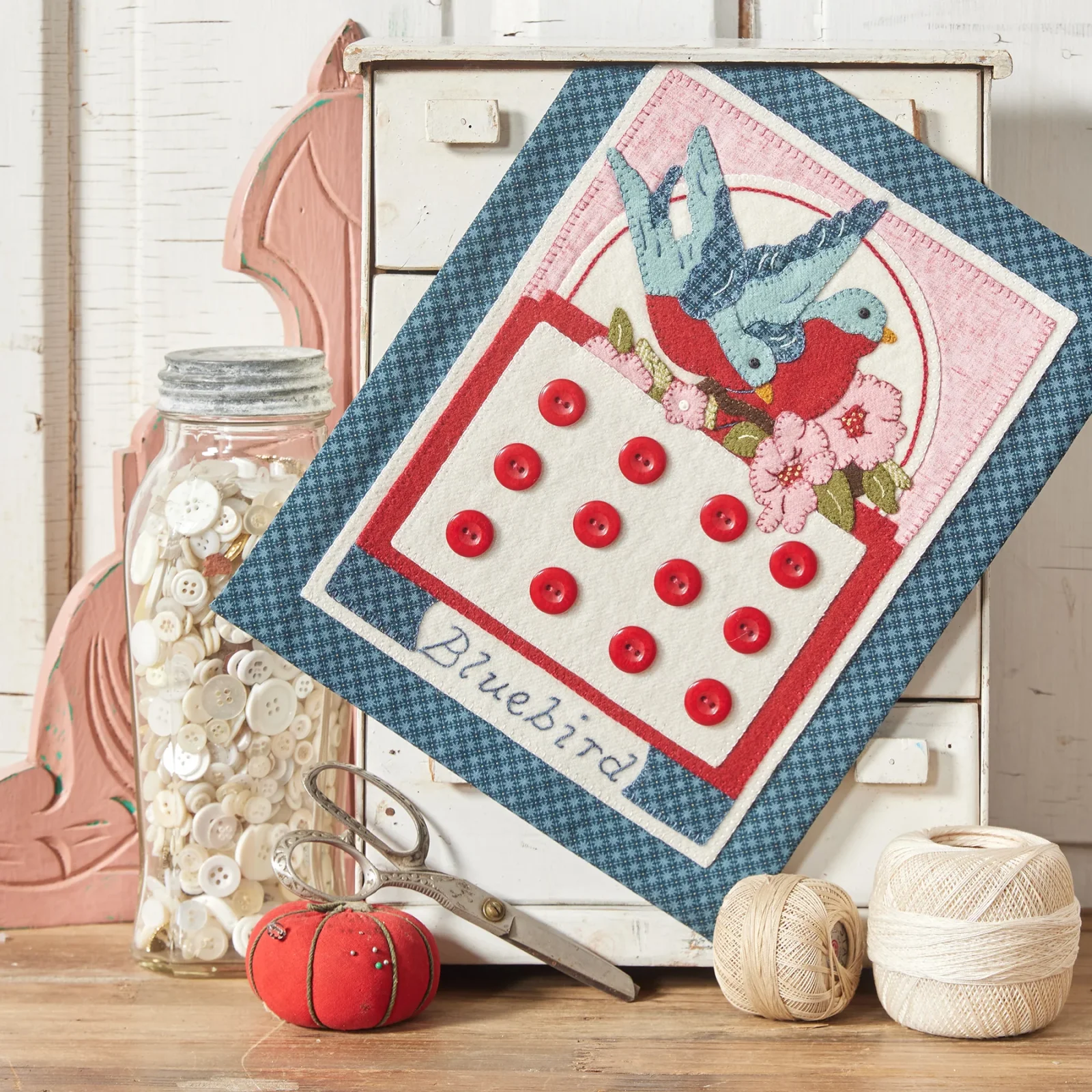 Bluebird Button Card
