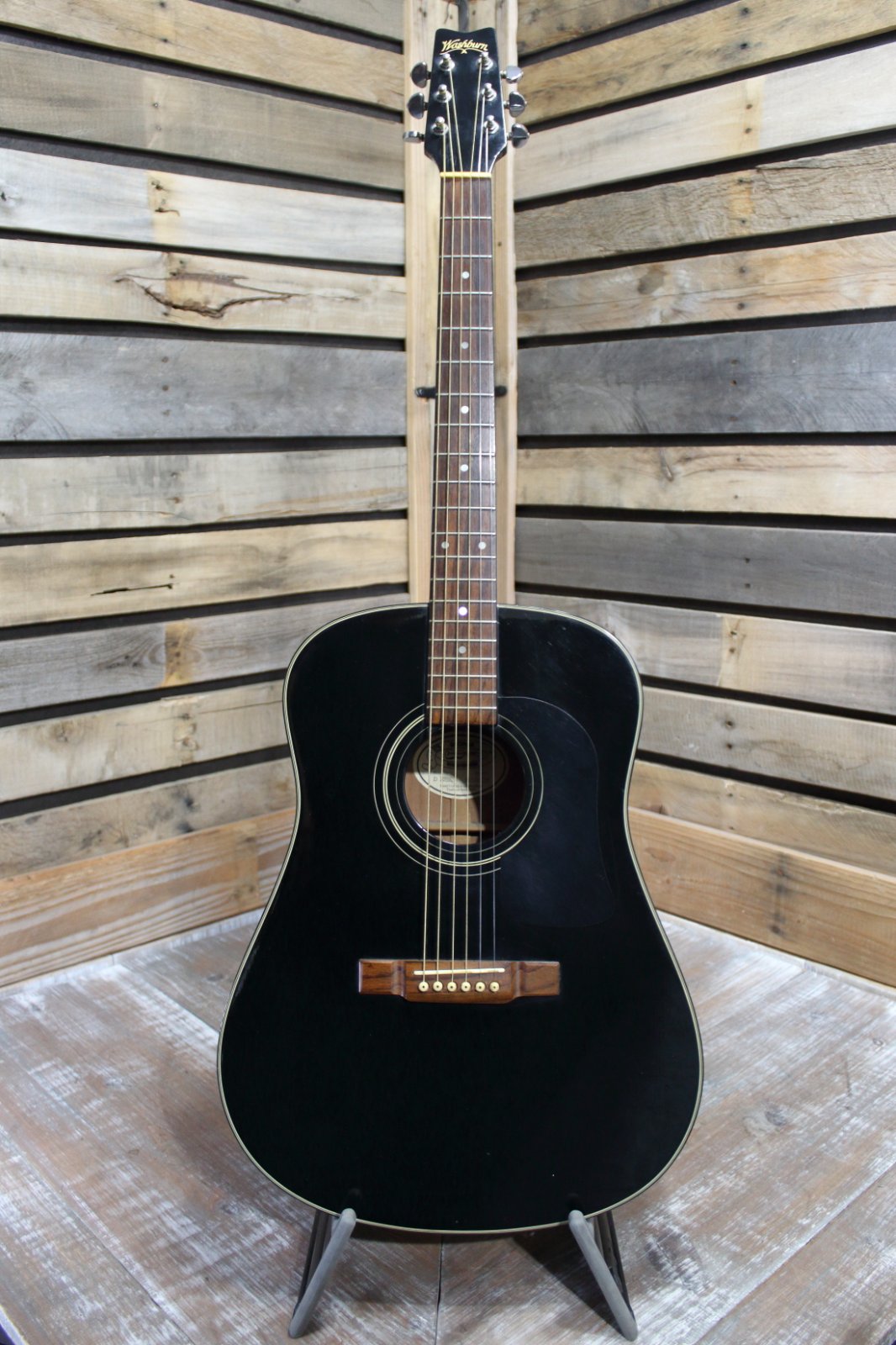 Used Washburn D-10BK Acoustic Guitar in Black Gloss Finish