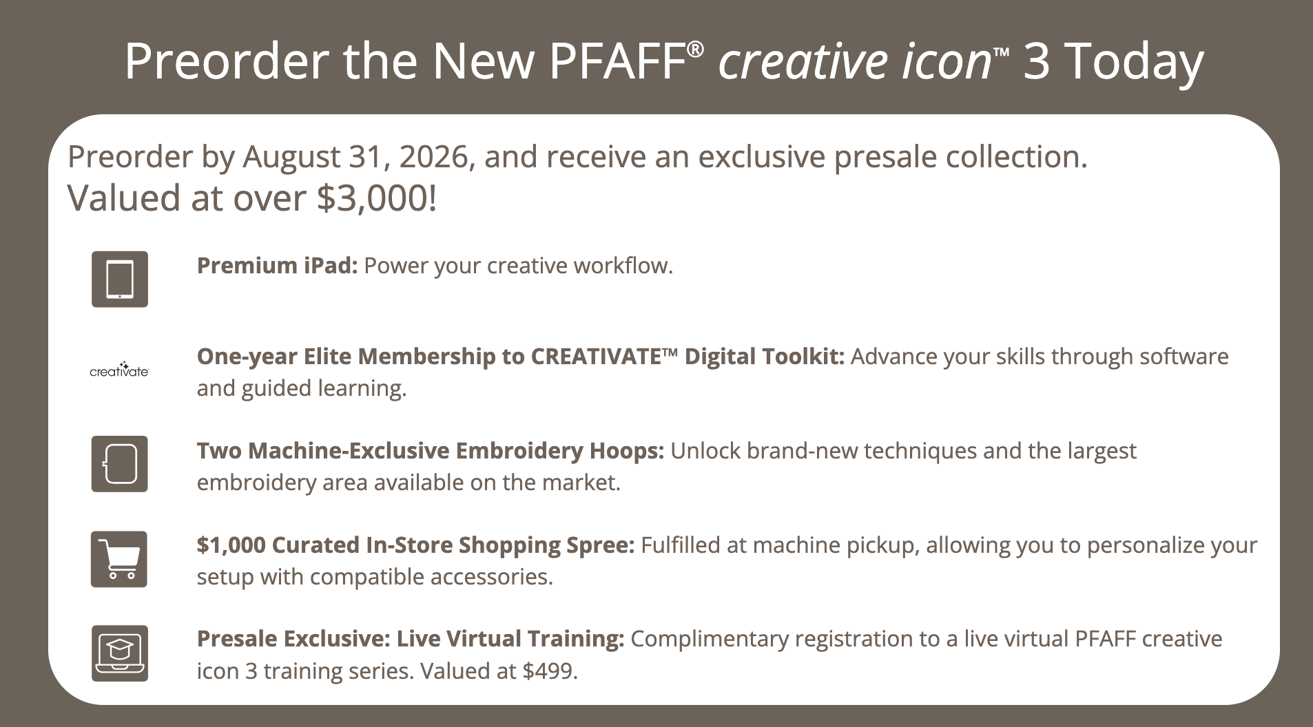 Pfaff Icon # pre order