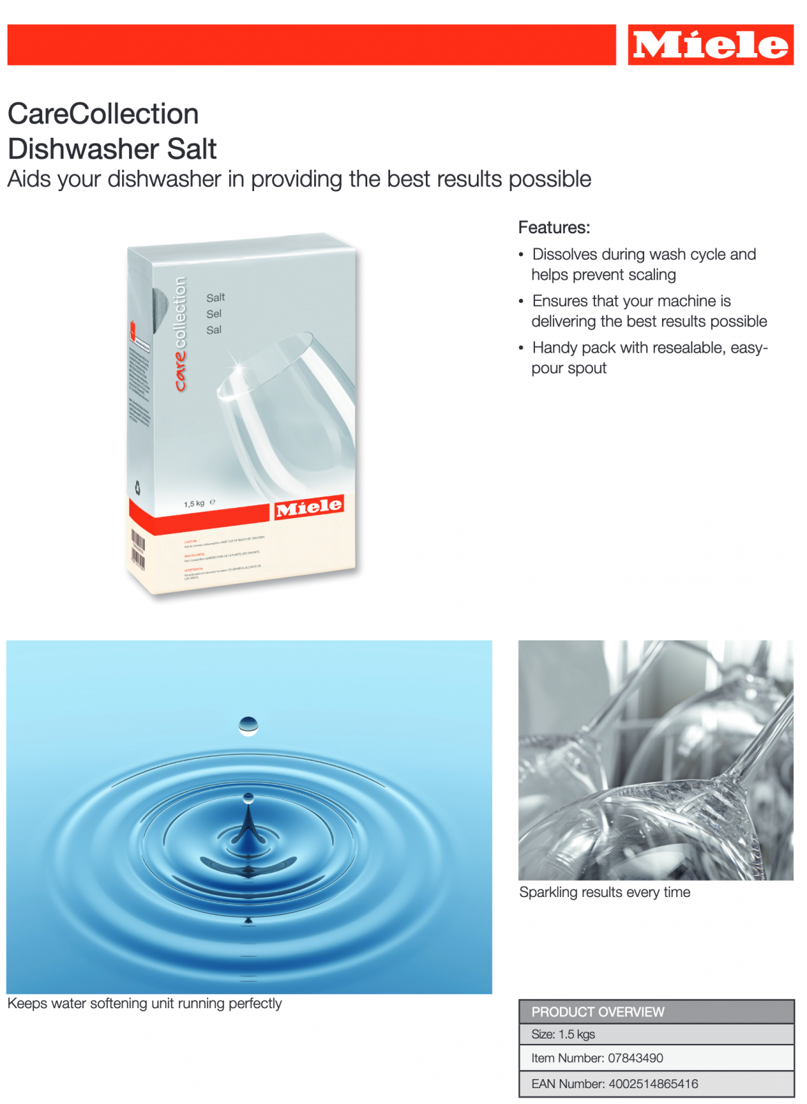 Miele Dishwasher Salt 4015000032056