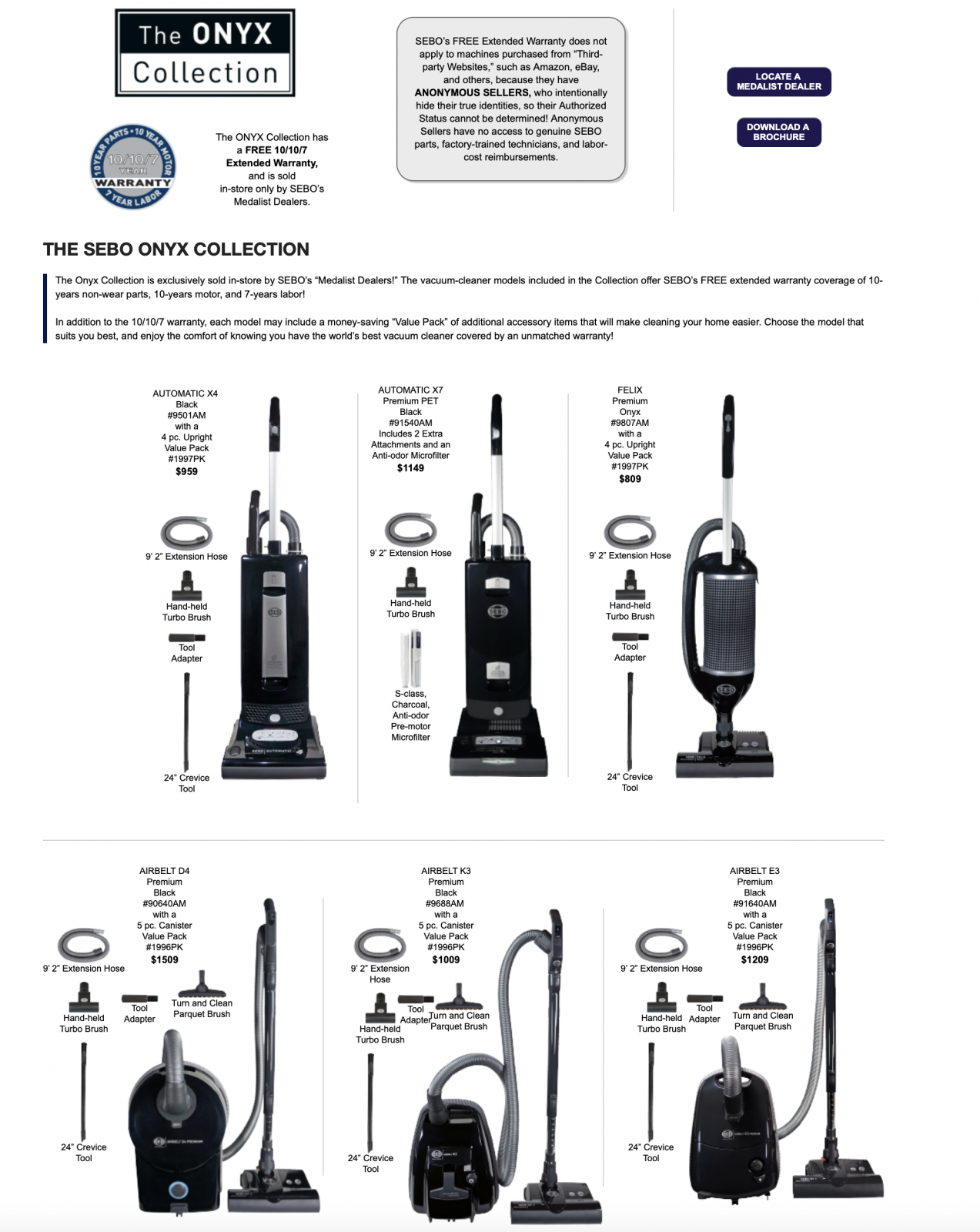 Sebo Airbelt D4 Premium Canister Vacuum with Power Head Black Onyx Collection