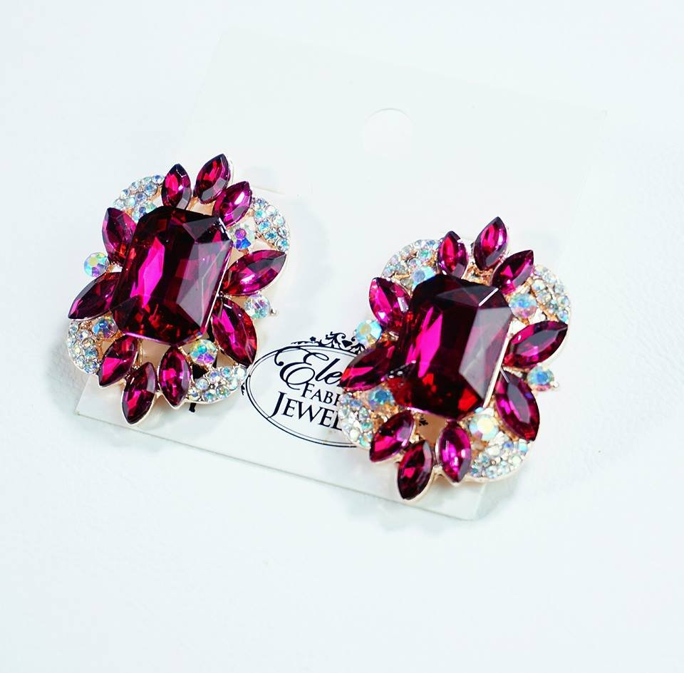 Luxury Stud Earrings Fuschia
