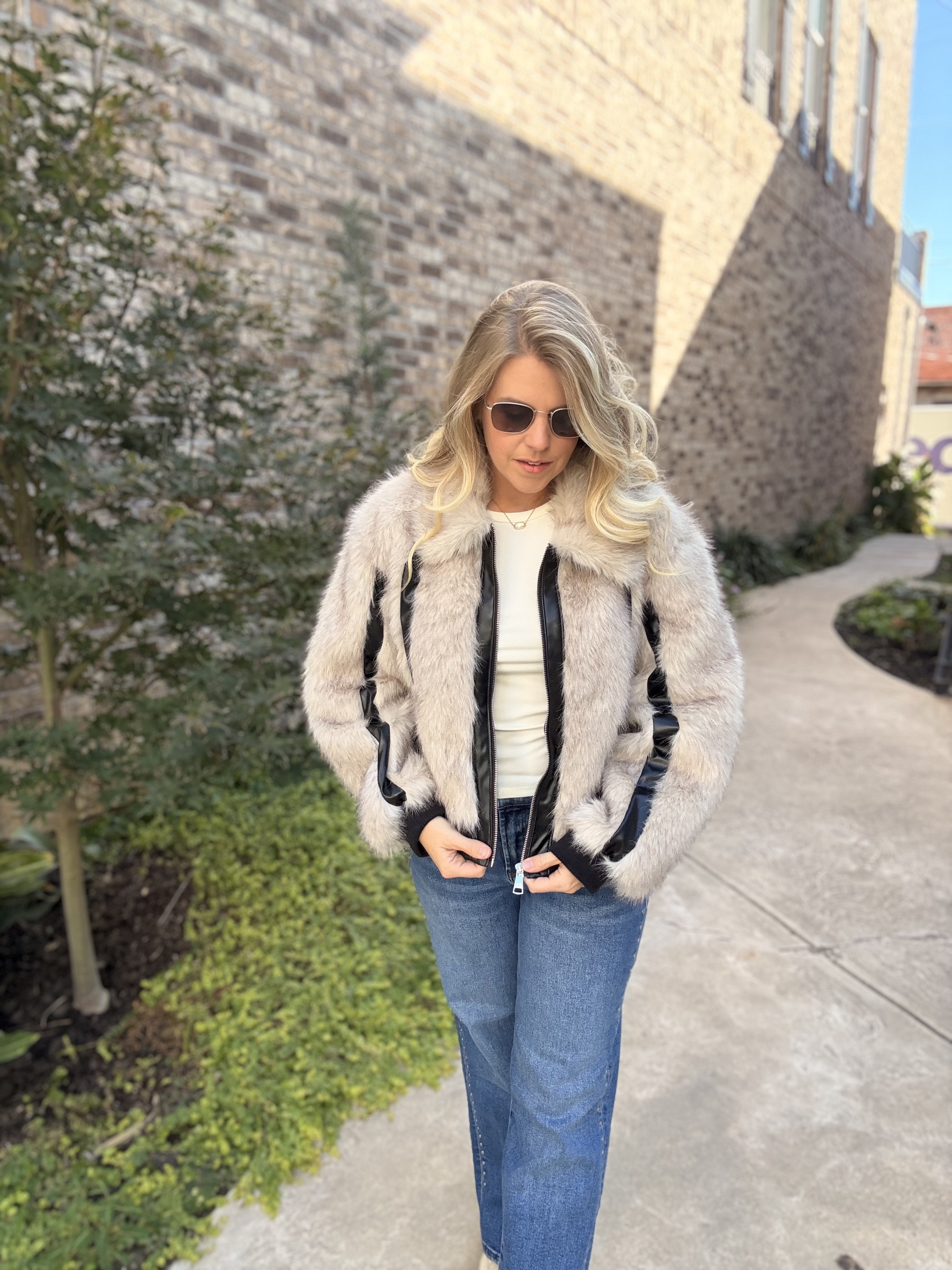 Charmaine Faux Fur Jacket- Natural