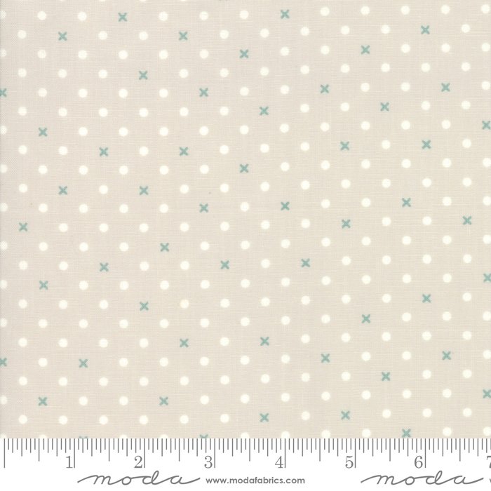Moda Bramble Cottage X's and O's Grey Pebble (18695-12) by Brenda Riddle from Acorn Quilts