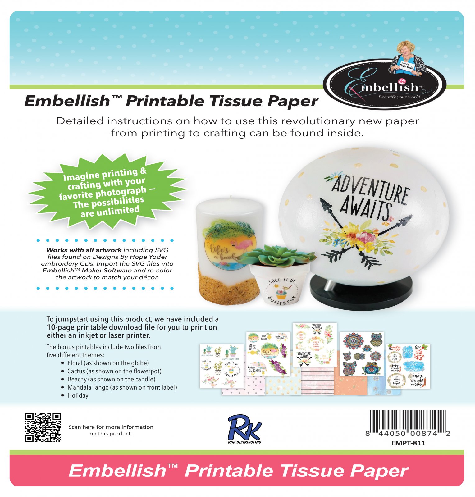 Embellish Printable Tissue Paper 8 5 X 11 10 Pcs 844050008742