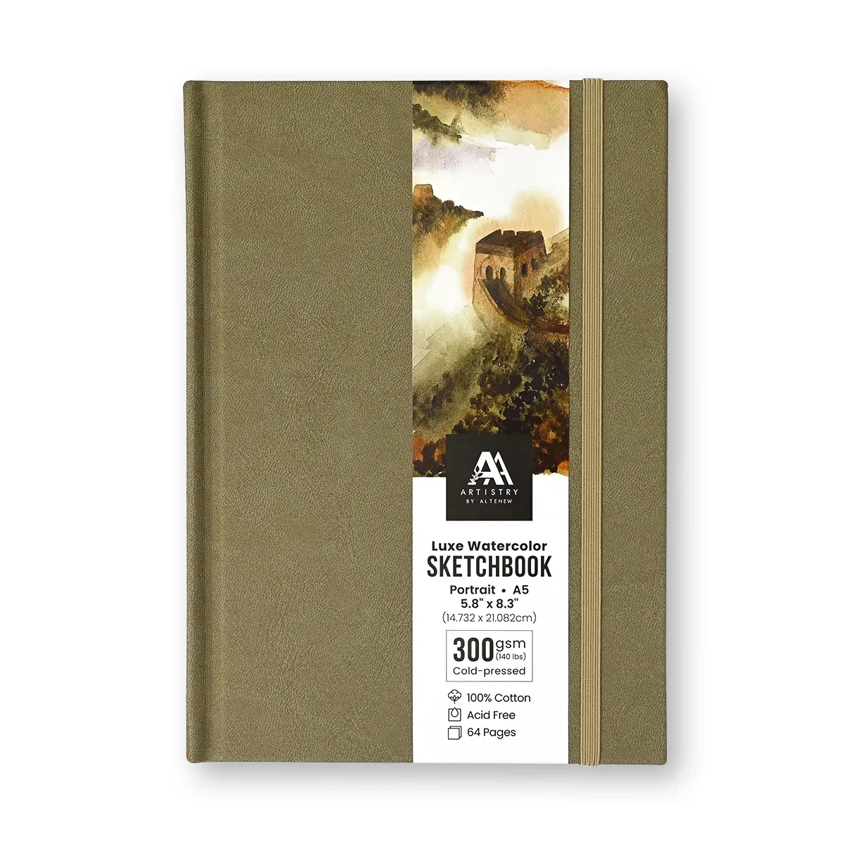Luxe Watercolor Sketchbook - A5 (5.8 x 8.3) Portrait, 300 gsm