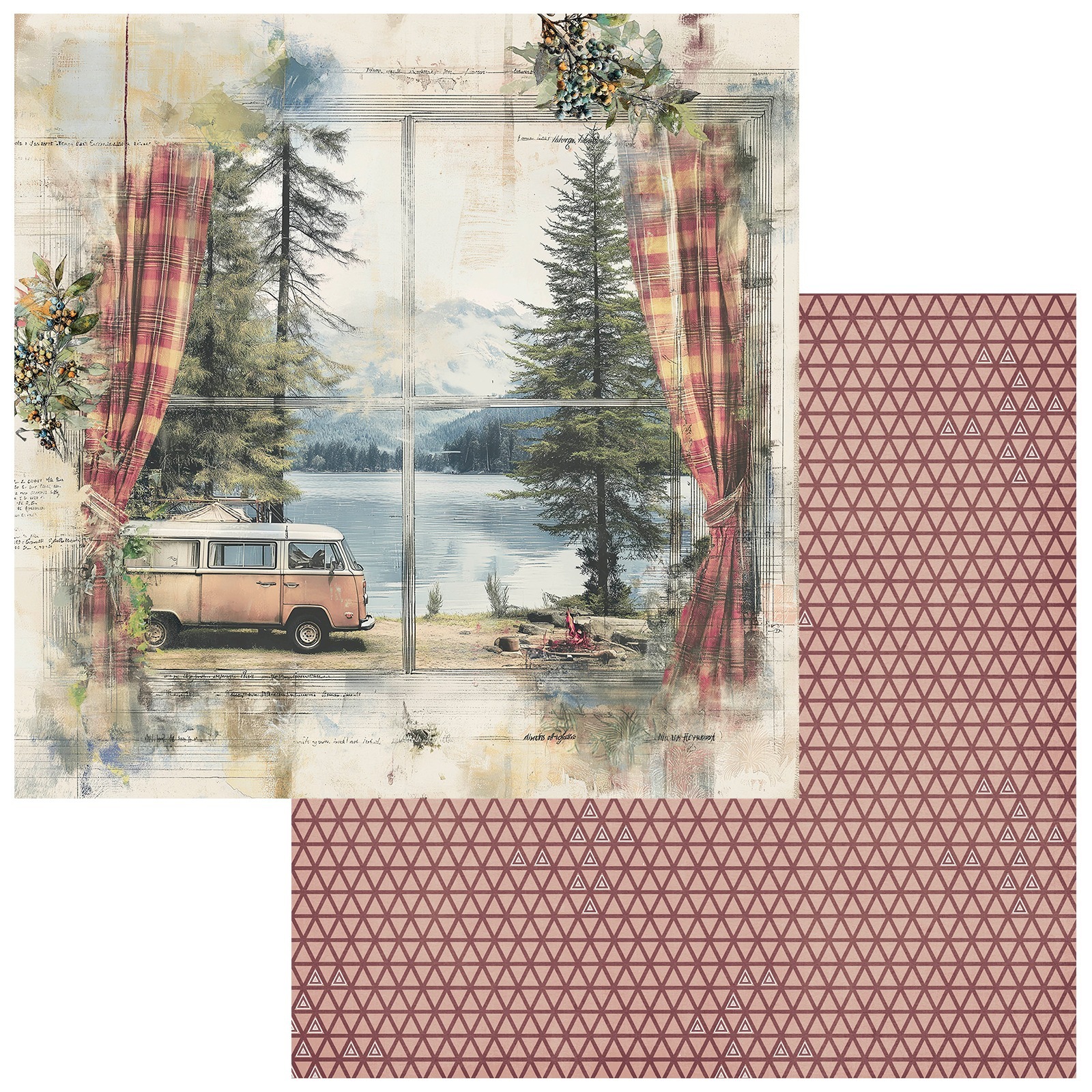 49 And Market - CAMPFIRE MEMORIES - CAMPER VAN - 12x12 Double-Sided Heavy-Weight Paper