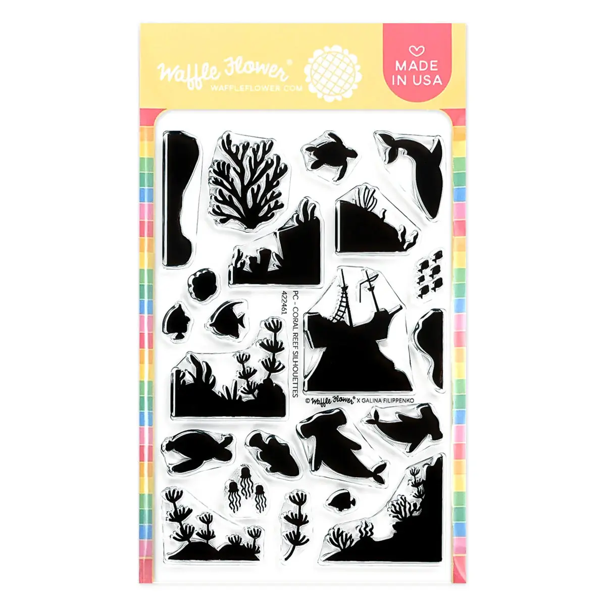 Waffle Flower - Clear Stamps - POSTAGE COLLAGE CORAL REEF SILHOUETTES