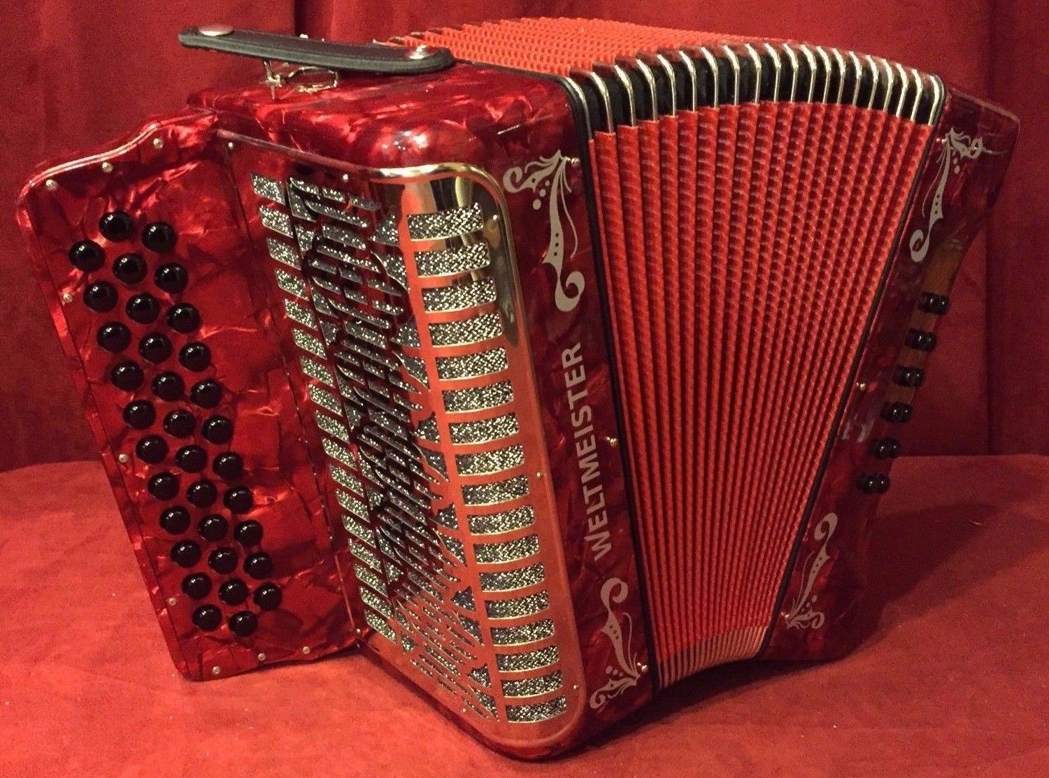 NEW Red Weltmeister 571 Diatonic Button Accordion MM GCF Sol 34 12