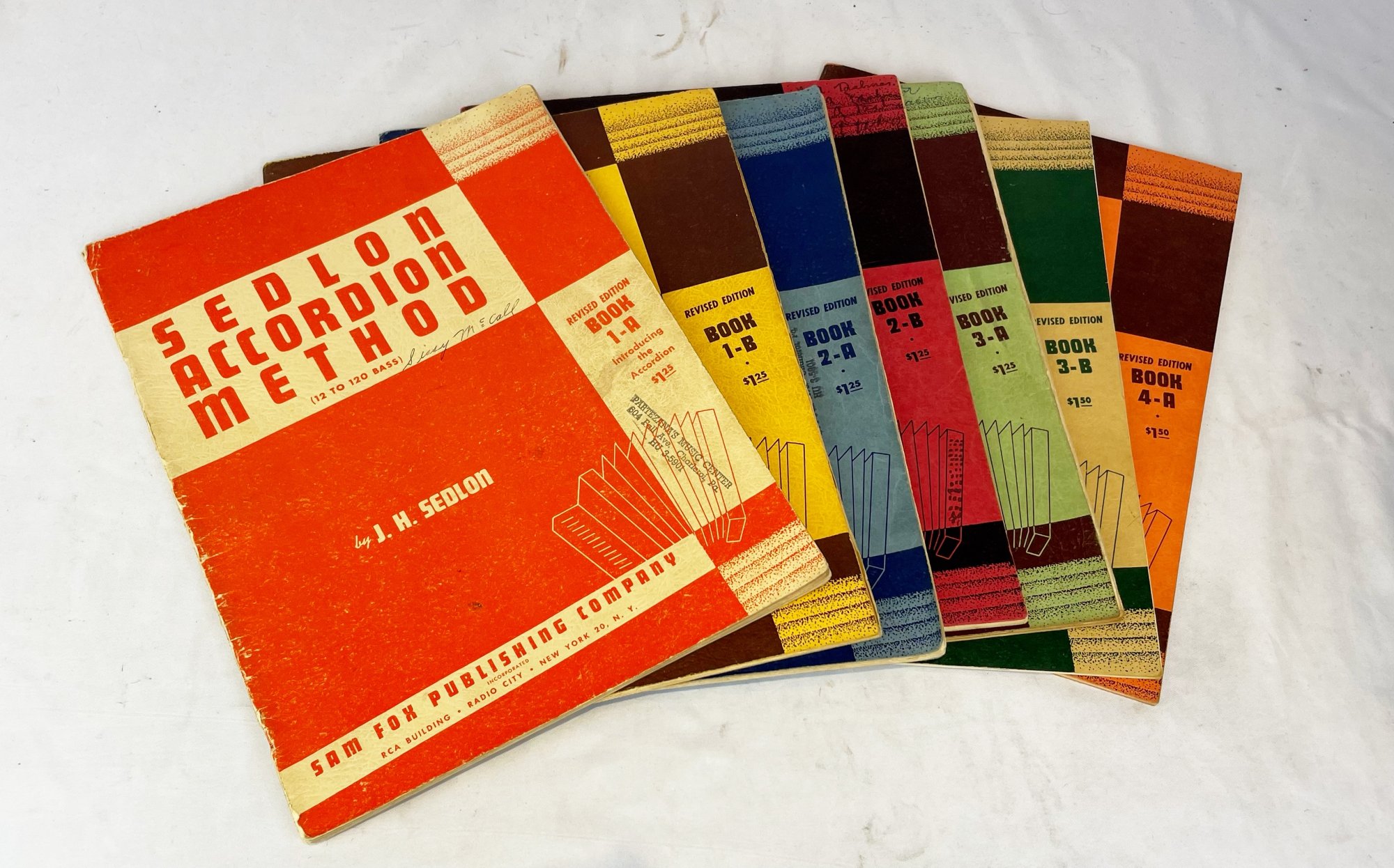 Lot of 7 Piano Accordion Music Books (Used) Sedlon Accordion Method