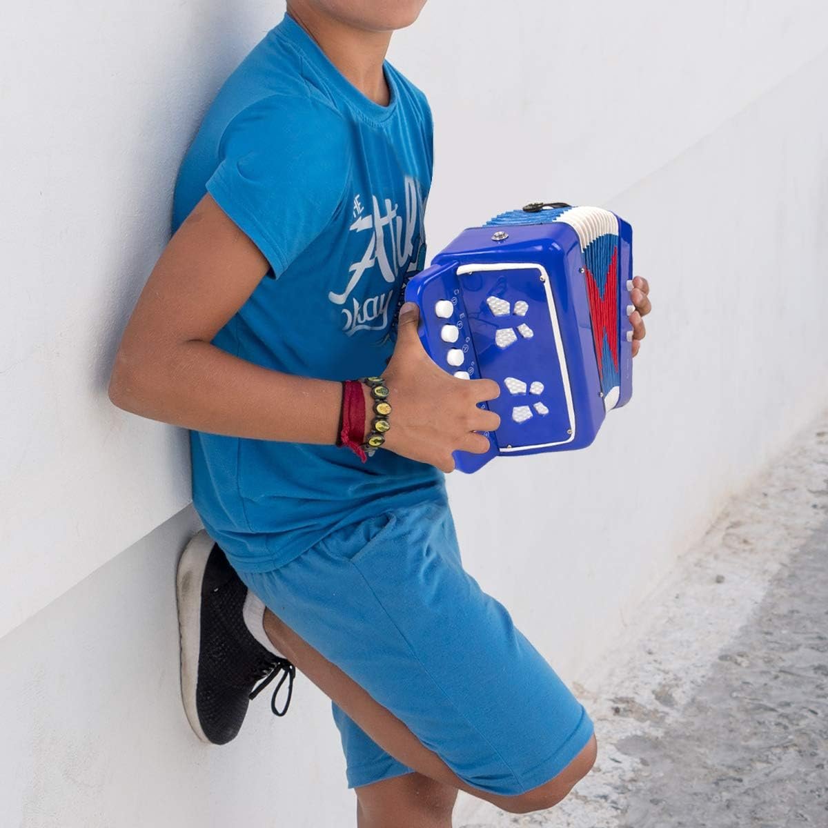 NEW Blue Kids Toy Diatonic Button Accordion MM 7 2 - 06941478428832