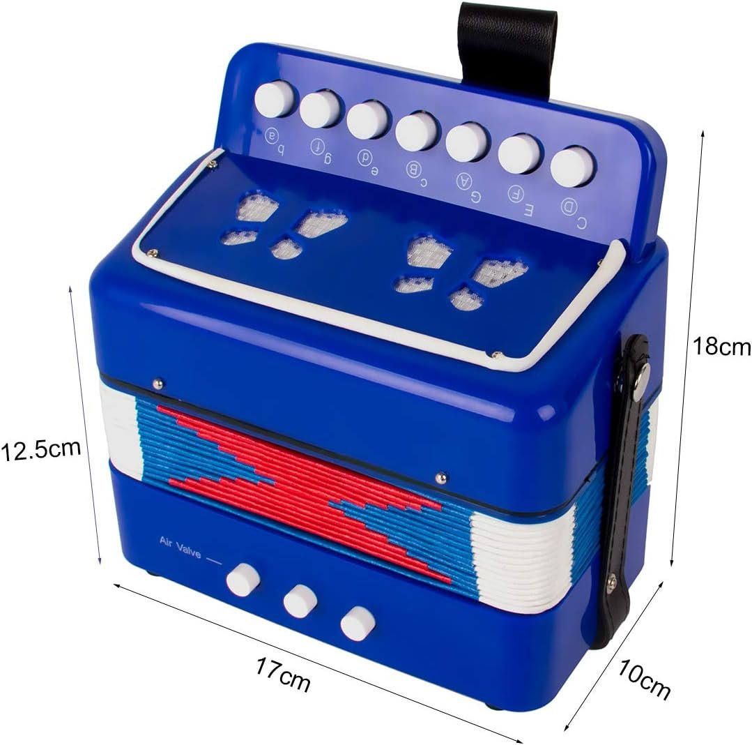NEW Blue Kids Toy Diatonic Button Accordion MM 7 2 - 06941478428832
