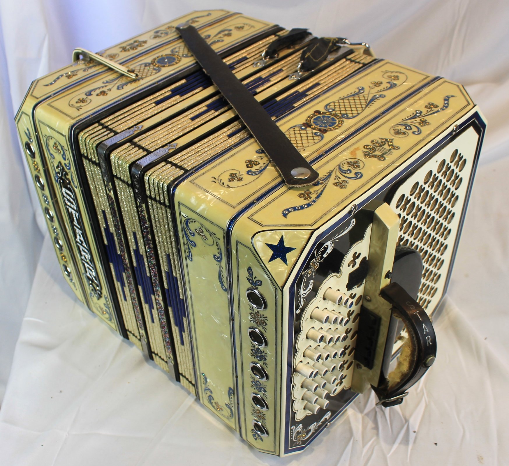 7276 - Decorated Ivory Star Quad Chemnitzer Concertina LMMM 37 29