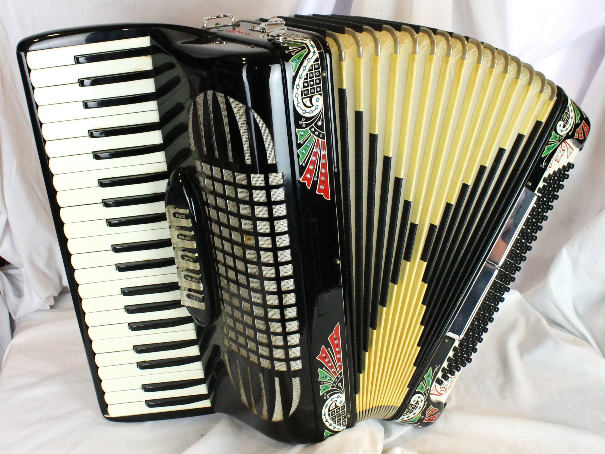 8108 - Black Decorated Cintioli Piano Accordion LMM 41 120