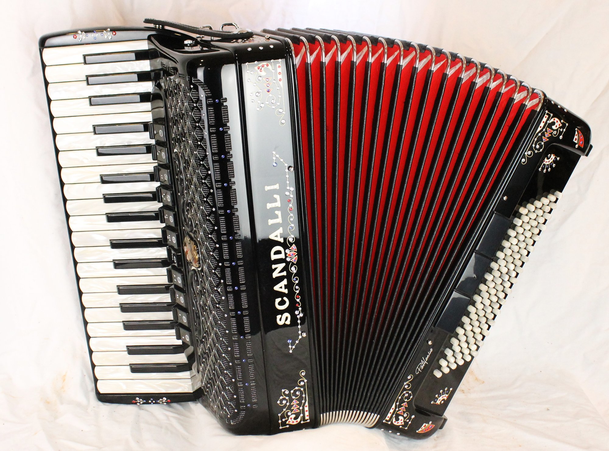NEW Black Decorated Polifonico IX Piano Accordion LMMM 37 96