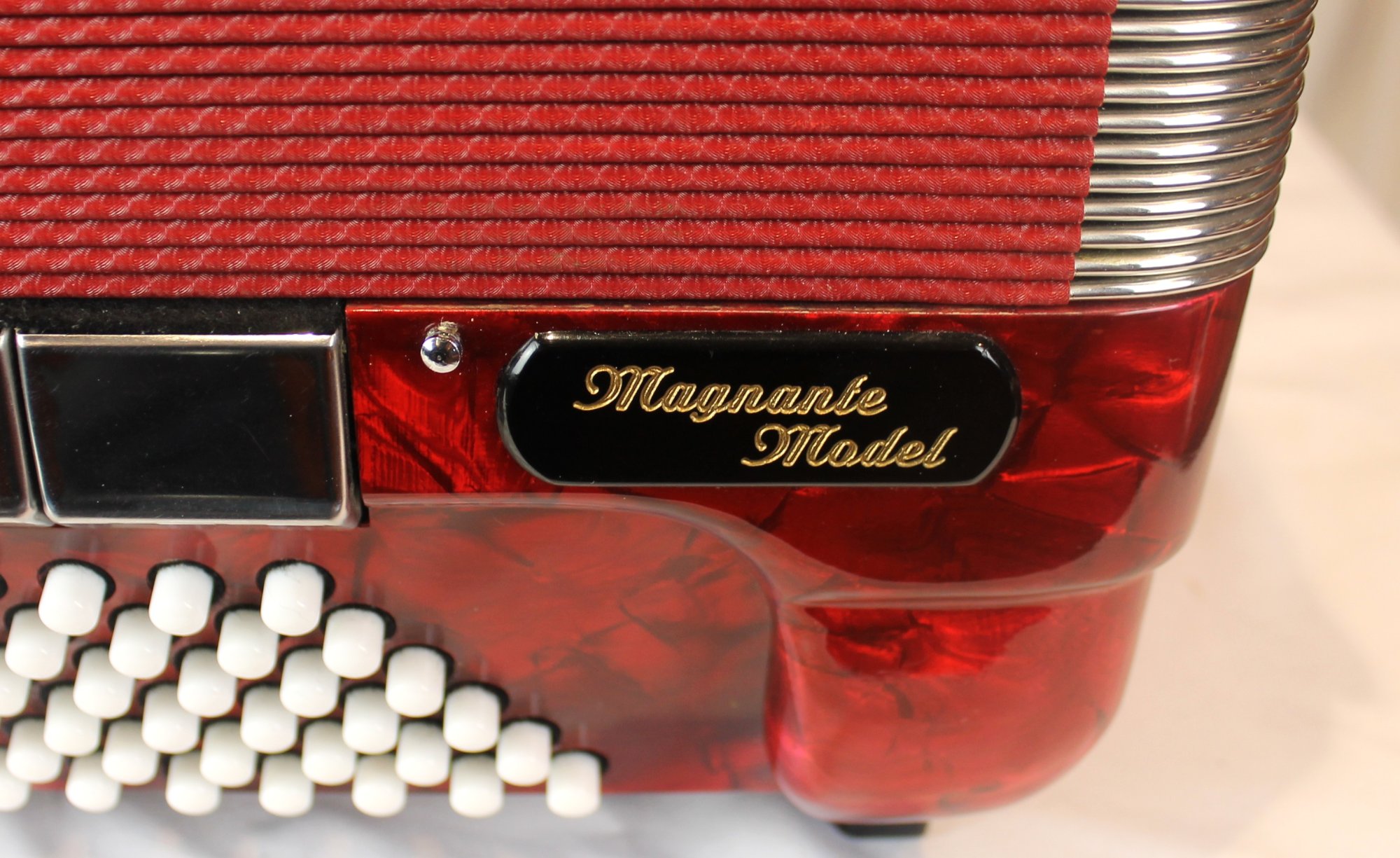 7498 - Red Pearl Excelsior Magnante Model Piano Accordion LMMM 41 120