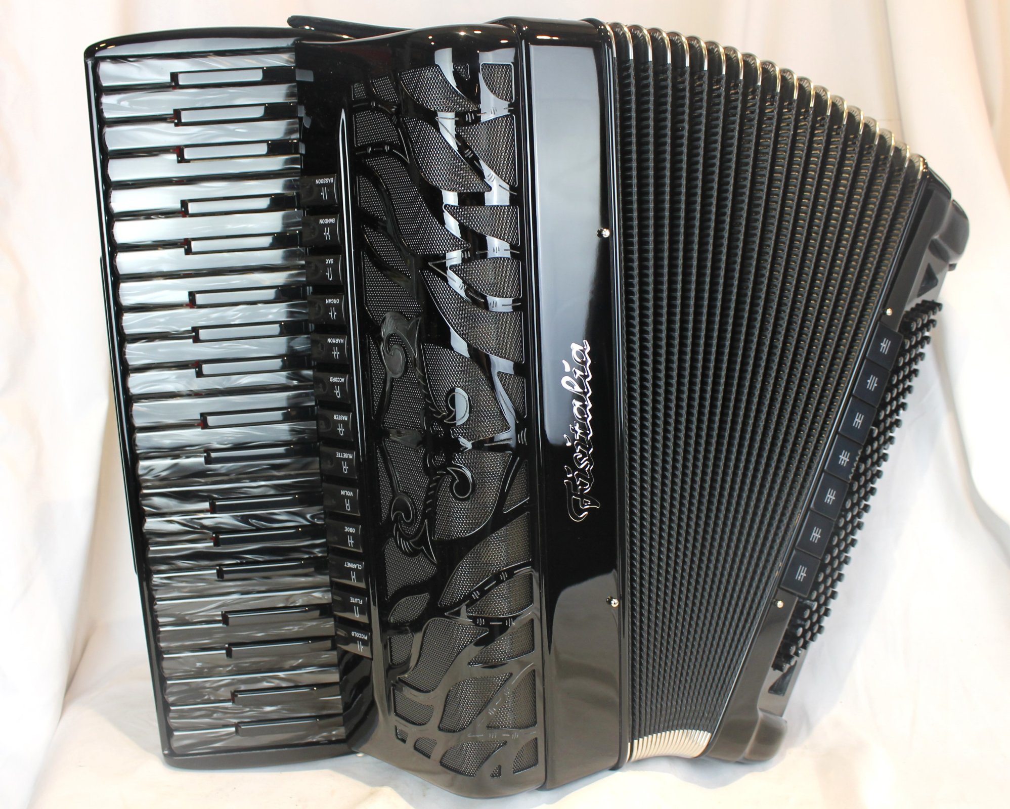 NEW All Black Fisitalia 4145-TC Piano Accordion LMMH 41 120
