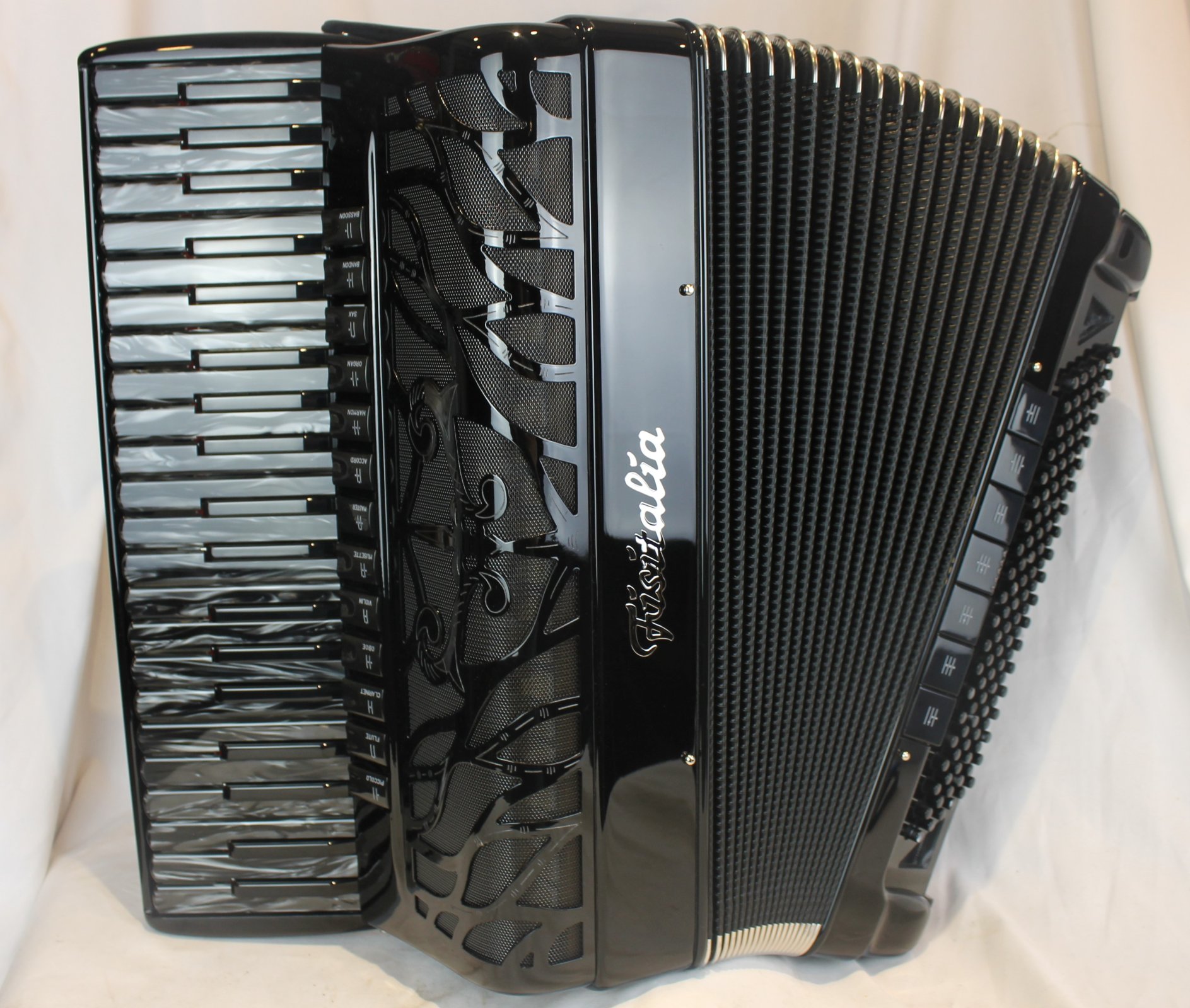 NEW All Black Fisitalia 4145-TC Piano Accordion LMMH 41 120 Swing