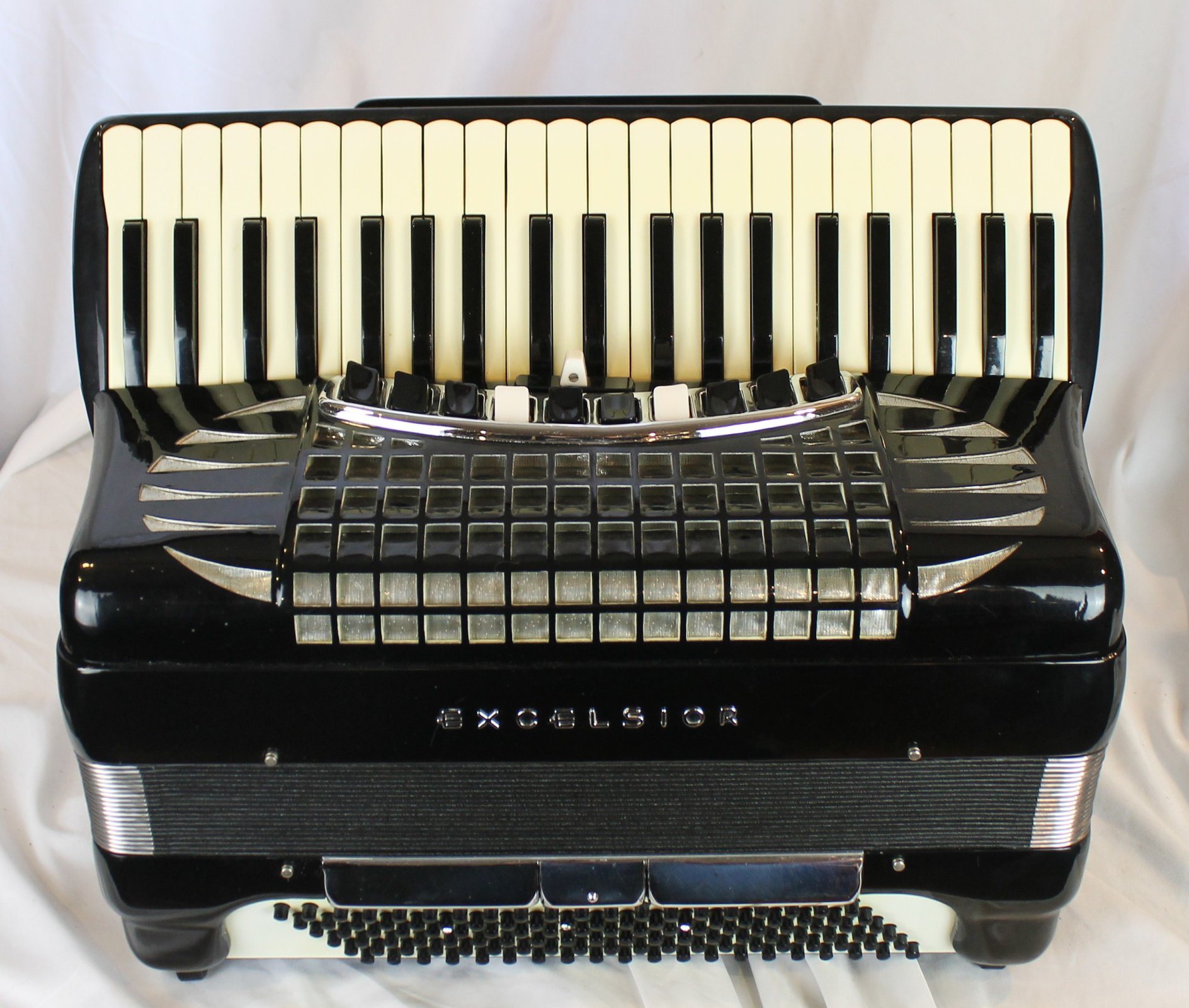 8213 - Black Excelsior Symphony Grand Made in USA Piano Accordion