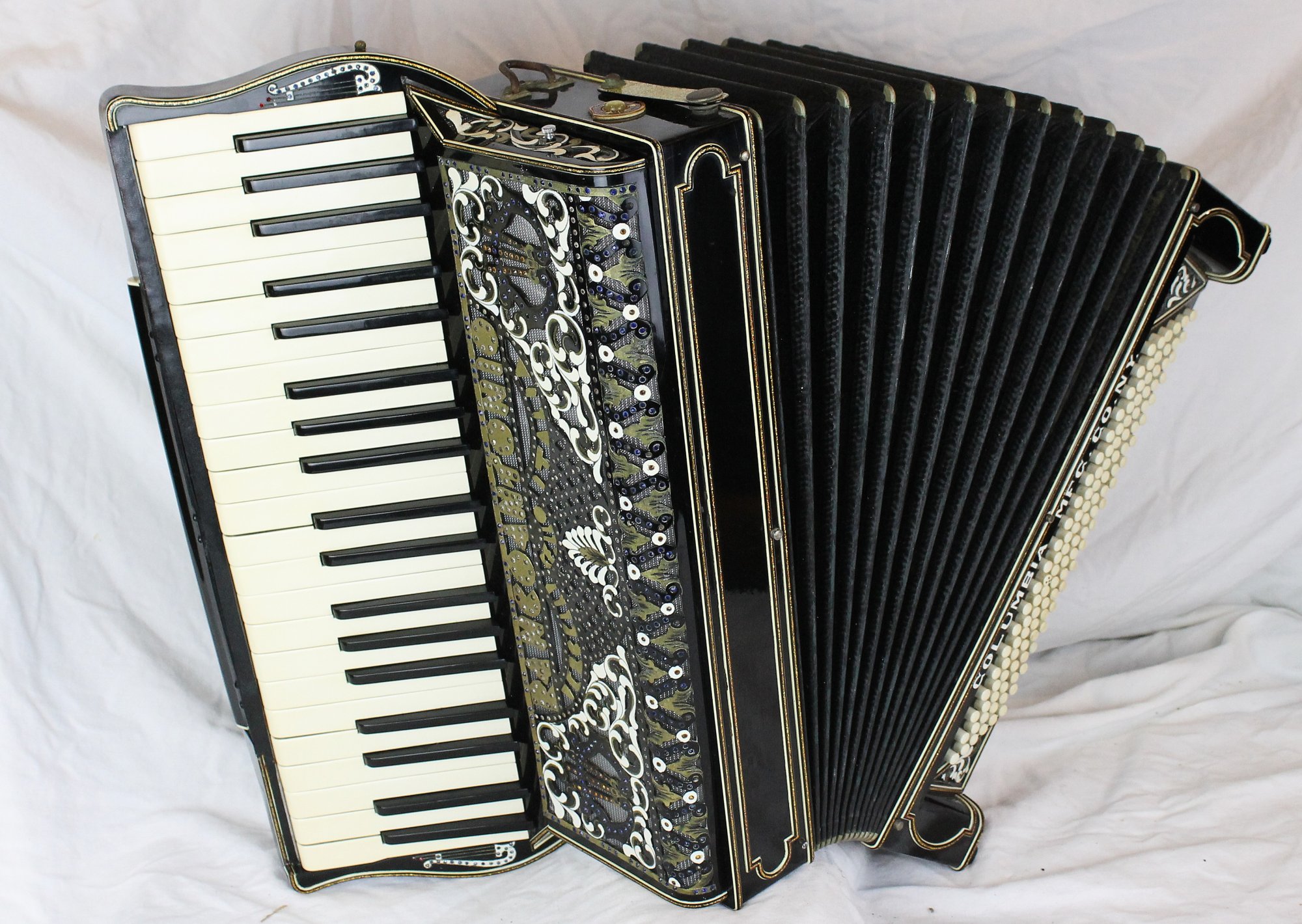 8326 - Black Decorated Antonio Ranco Columbia Piano Accordion LMMM