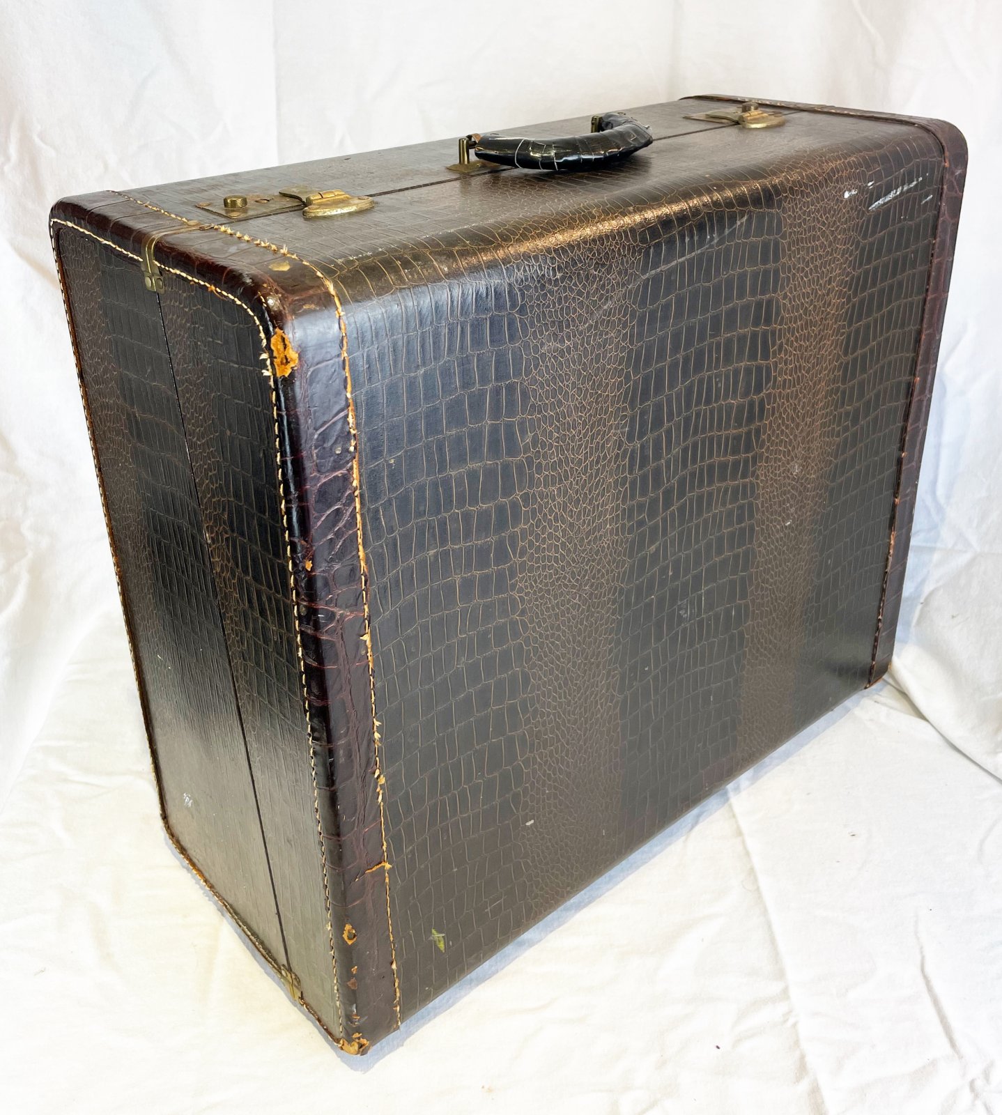 アコーディオンケース　ブラウン クロコダイルパターン 　イタリア製 Brown Alligator Italian Accordion Case 20.5 x 18 x 10 (52cm x 45.5