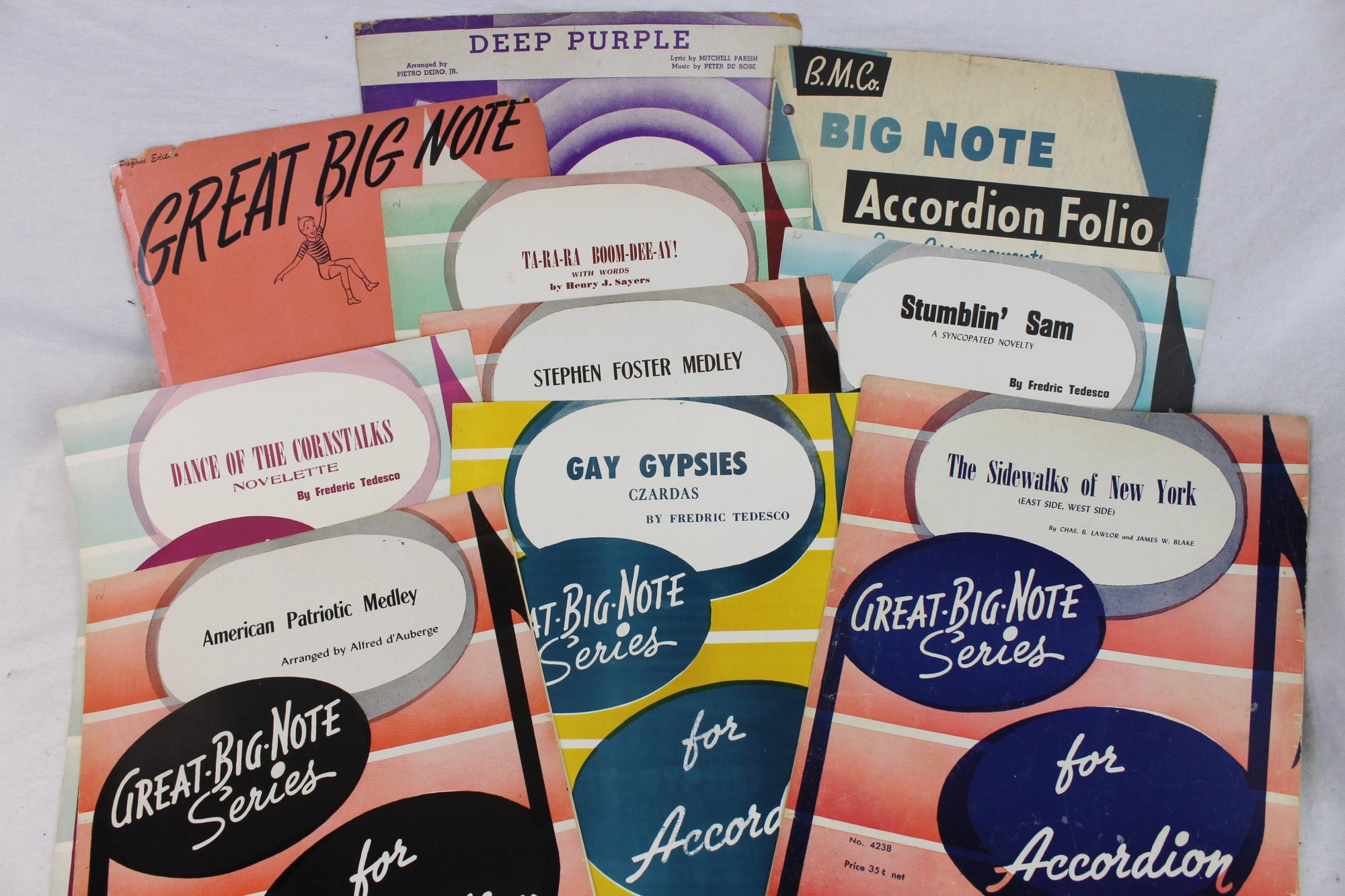 Lot of 10 Used Accordion Books and Sheets Easy Solos in Large Print