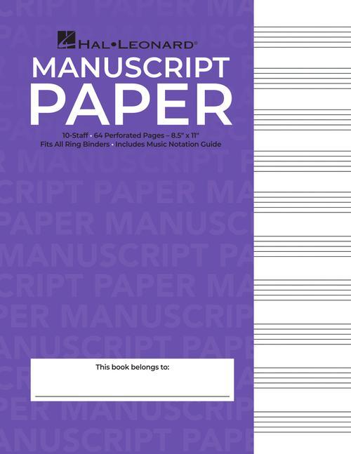 10-Staff, 64 Perforated Pages, 8.5 x 11, 3-Hole Punched with Music Notation Guide